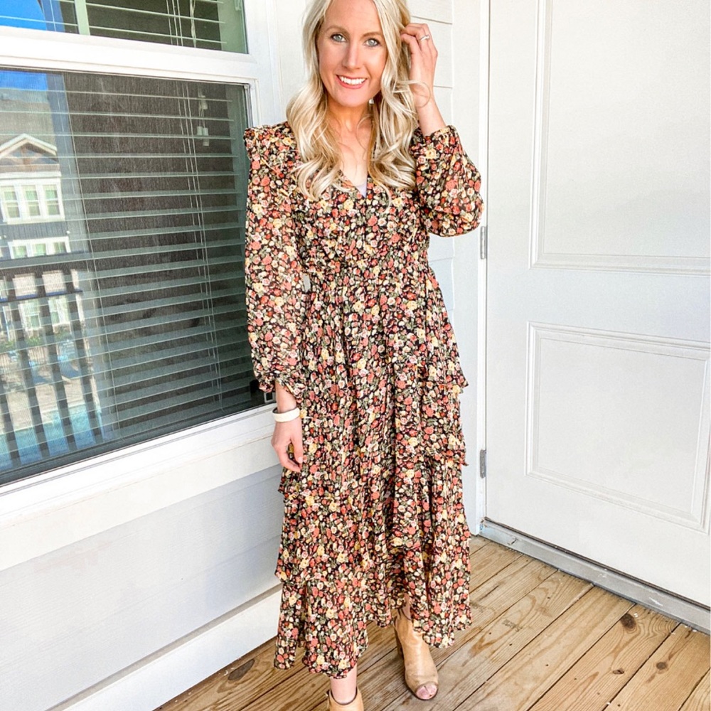 Sz small floral long sleeve dress